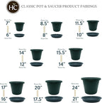 The HC Companies Classic Round Plastic Plant Pot w/Rolled Rim - Lightweight & UV Resistant Flower Pot for Herbs & More - Outdoor & Indoor Plant Pots w/Drainage (14 inch Evergreen, Pack of 1)