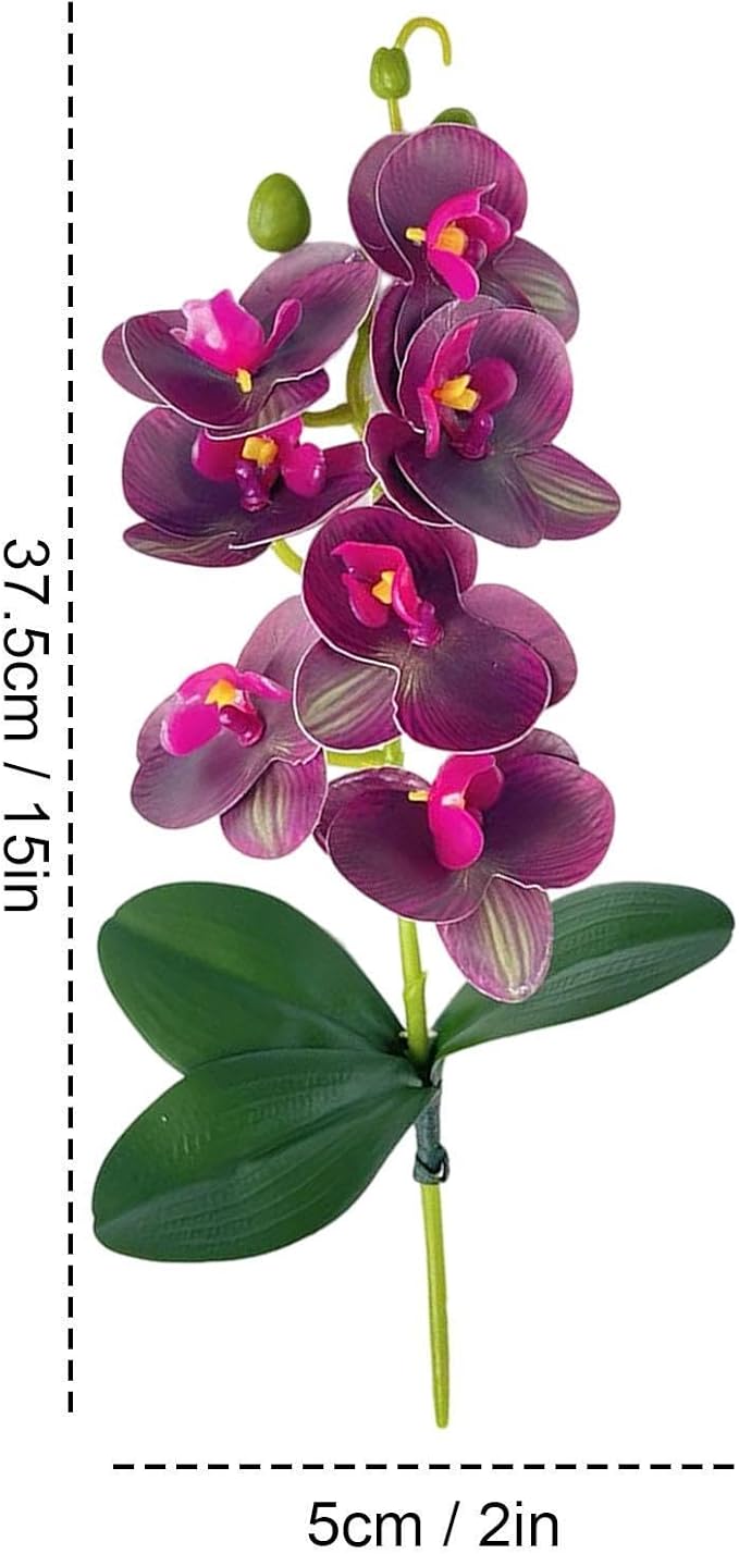 Fake Flowers, Elegant Realistic Design, PP, Orchid Decor Vase, Silk Bloom Arrangement, Long-Lasting, for Home, Bedroom, Bathroom, Living Room, Office