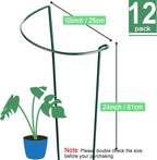 HiGift 12 Pack 10" W x 24" H Plant Stakes for Indoor Plants, Metal Garden Peony Support Cages, Outdoor Plant Supports Ring Prop, Large Plant Stake for Hydrangea,Rose,Flower,Vine,Potted Plants