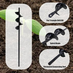 Auger Drill Bit for Planting 1.6 x 8.7in & Garden Drill Bit for 3/8" Hex Drive & Earth Post Hole Digger Bulb Planter Plant Flower Planting Auger for Drill Rapid Bedding Digging