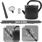 2 Gallon Watering Can, Outdoor Watering Can for Plants, Garden Water Can with Removable Long Spout and Stainless Steel Sprinkler Head, Large Water Can for Greenhouse (Black, 2 Gallon)