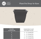 The HC Companies Eclipse Square Plastic Planter w/ Attached Saucer - Outdoor & Indoor Plant Pot with Drainage Holes - Lightweight, UV-Resistant Plastic Pots For Plants (10" Warm Gray, Pack of 1)
