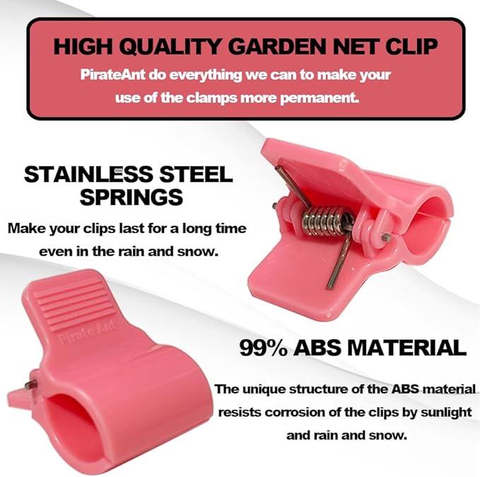 Greenhouse Clamps for 1/2 Inch PVC Pipe, Greenhouse Hoops,Support Frame, Grow Tunnel,Plant Support Garden Stakes. Pink Garden Clips For Fixing Plant Cover, Plastic Sheeting, Film Row Cover, Net.