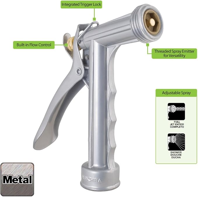 Melnor 65033-AMZ Heavy Duty Metal Nozzle with QuickConnect Product Adapter Amazon Bundle, Classic Design