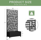 Casaphoria Metal Raised Garden Bed with Trellis and Wheels, 72"x35"x16" Planter Box for Climbing Plants, Vegetables & Vines, Features Drainage Holes and Privacy Screen (Black-Helen)