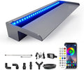 LONGRUN with lid Waterfall Spillway, APP Control Multi-Color LED Light Outdoor Pool Fountain, Acrylic Water Spillway Koi Pond Waterfalls Fountains Kit for Garden Patio Swimming Pool Decoration-23.6"