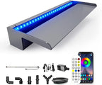 LONGRUN with lid Waterfall Spillway, APP Control Multi-Color LED Light Outdoor Pool Fountain, Acrylic Water Spillway Koi Pond Waterfalls Fountains Kit for Garden Patio Swimming Pool Decoration-23.6"
