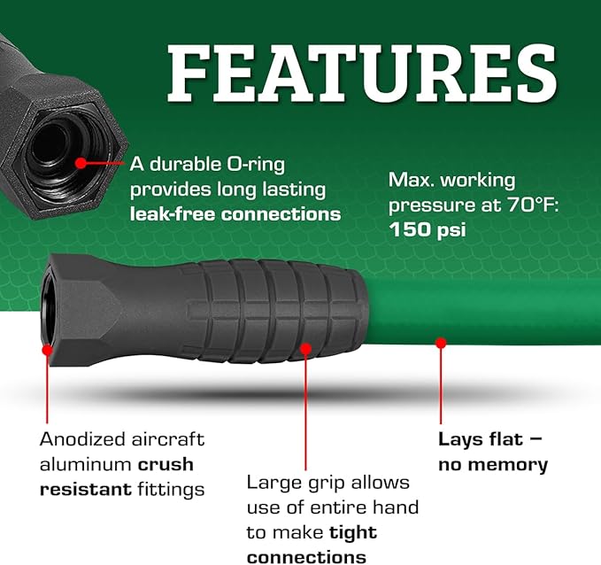 Flexzilla Colors SwivelGrip Garden Hose 5/8 in. x 25 ft., Lightweight All-Weather Water Hose, Durable and Flexible, Leak-Free Connections, Forest Green