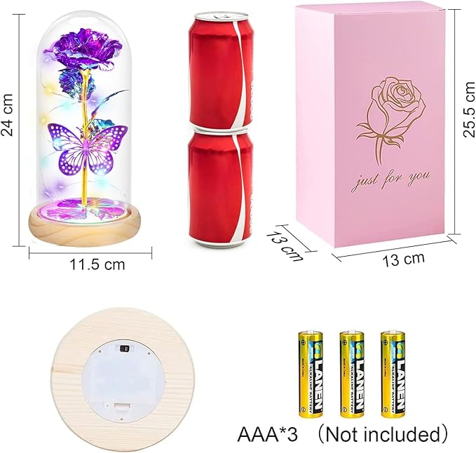 QUNPON Mothers Day Rose Gifts for Mom Flowers Rose Gifts for Women,Birthday Gifts for Women,Purple Butterfly Flowers for Mother Day Flower Gifts from Daughter Son,Gift for Mom,Sister,Her,Grandma,Wife