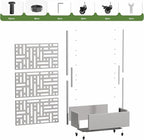 Casaphoria Metal Raised Garden Bed with Trellis and Wheels, 72"x35"x16" Planter Box for Climbing Plants, Vegetables & Vines, Features Drainage Holes and Privacy Screen (Grey-Helen)