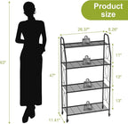 VyGrow 4 Tier Plant Stand with Wheels, Plant Shelf for Indoor Outdoor, Heavy Duty Metal Tall Plant Stands Holder Rack for Living Room Balcony and Garden, Black