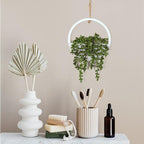 Artificial Hanging Plants Hanging Planter Fake Succulents Artificial String of Pearls with Pot and Lanyard for Home Office Wall Decoration
