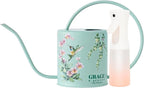 Watering Can for Indoor House Plants & Spray Water Mist Bottle - Cute Decorative Metal Gardening Small Water Can for Houseplants & Flowers with Long Spout - 1.5L 51floz 0.4 Gallon (Hummingbird Sage)