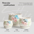 Ceramic Plant Pots with Drainage Holes and Saucers, Round Flower Pots for Indoor Plant, 4/5.2/6.6 Inches Flower Large Planters Set of 3