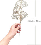 Golden Ginkgo Leaves Stems Christmas Decoration, Artificial Plants Fake Plastic Simulation Apricot Leaf Grass for Wedding Party Indoor Home Office DIY Crafts Flowers Bouquet Xmas Gold Decor - 12 Pack