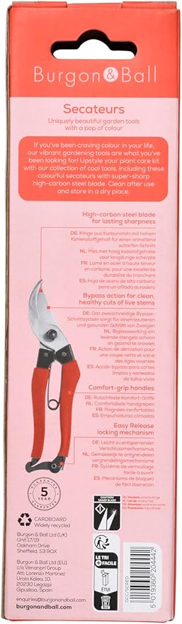 Burgon & Ball Collectors Red Bypass Secateurs