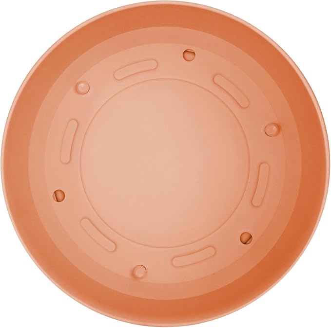 Bloem Mathers 10" Muted Terra Cotta Round Modern Resin Garden Planter Pot with Drainage Holes and Removable Saucer Tray Included