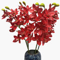 4pcs Artificial Orchid Flower Flower Vanda 10 Heads Realistic Touch, Lifelike FlowersRed Cymbidium Phalaenopsis Flower (red)