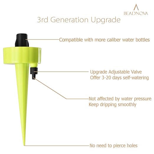 BEADNOVA Plant Self Watering Spikes Automatic Irrigation Equipment Adjustable Self Watering Spikes for Plants with Slow Release Control Valve (Orange Blue Green, 6pcs)