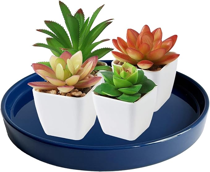 Yukfona Ceramic Plant Saucer Plant Pot Tray 8 inch Blue, Planter Water Drip Trays for Plant Saucers Indoors, Thick Durable Sturdy Flower Pot Saucers for Glazing Pots Base, More Sizes 4-12 inch