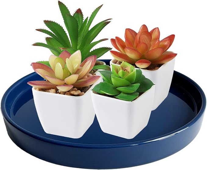 Yukfona Ceramic Plant Saucer Pot Tray 1 pcs 10 Inch, Planter Saucers 7 8 9 10 11 12 13 Inch for Indoors Outdoor, Durable Sturdy Flower Drainage drip Water Tray for Glazed Pots Base (10.7 Inch-Blue)