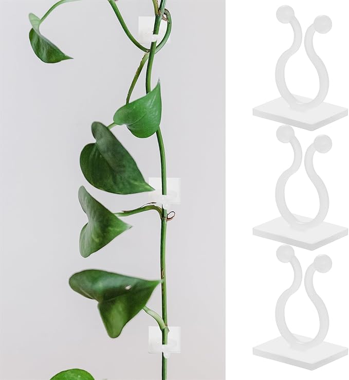 100pcs Wall Plant Clips for Climbing Plants Self Adhesive Clips Plant Hooks for Wall Fixture Clips Plastic Clips Cable Plant Holder Green&White (100, White)