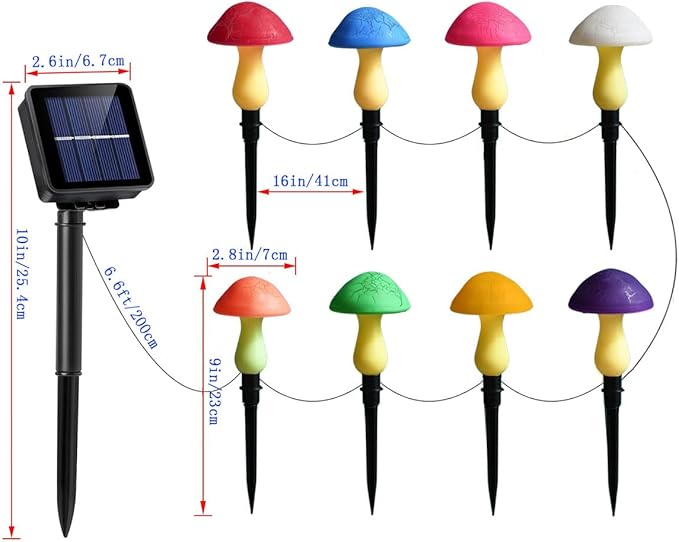 Solar Garden Decor Lights 8 Crack Mushrooms Outdoor Decor Stake Lights, Waterproof Solar Pathway Light Gardening Gifts for Garden Gnomes Backyard Flower Bed Christmas Decorations
