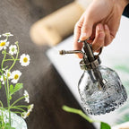 TOMEX Glass Plant Mister Spray Bottle 200ML Vintage Style Plant Spritzer Small Sprayer Mister Succulent Watering Bottle with Top Pump Watering Can for Indoor Outdoor House Plants,Flowers (Grey)