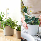 4 Pcs Small Trellis for Potted Plants Indoor with Crystal Sun Catcher Pendant, Metal Plant Stake for Mini Potted Plant Decoration for Home Window Garden