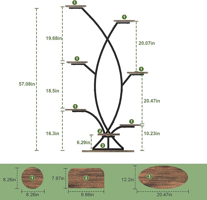 Plant Stand Indoor with Grow Light - 8 Tiered Corner Shelf for Indoor Plants, 57" Tall Plant Shelf with Lights for Indoor Growing , Sturdy Metal Plant Rack for Living Room,Balcony,Patio