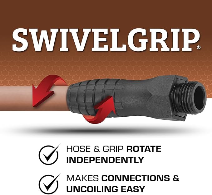 Flexzilla Colors SwivelGrip Garden Hose 5/8 in. x 100 ft., Lightweight All-Weather Water Hose, Durable and Flexible, Leak-Free Connections, Red Clay