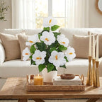 Briful Artificial Hibiscus Potted Plant 20.8” Tall, Realistic Silk Hibiscus Flowers Farmhouse Table Decor, Faux Tropical Flower Plant in Pot for Living Room Table, Entryway, Office, Home Decor, White