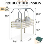 King Bird Large Raised Garden Bed with Netting Galvanized Elevated Planter Box with Legs 48×24×56 in for Backyard, Patio, Balcony, 400lb Capacity, Beige