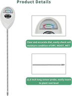 Soil Moisture Meter, Long Probe Soil Moisture Monitor for House Plants, Soil Hygrometer Moisture Sensor for Indoor & Outdoor, Garden, Farm, Lawn Plant Care, No Battery Needed(White)