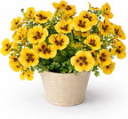 Artificial Flowers for Outdoors, 8 Bundles Faux Silk Spring Flowers for Outside for Planter Front Door Porch Yard Patio Window Box Home Decor (Colour 067-yellow)