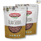 Sunbest Natural Organic Flax Seeds 32 oz (2 LB) - USDA organic, Non-GMO, Gluten Free, Vegan, Kosher- Premium Quality Superfood, Omega-3s, Fiber for Heart Health and Digestive Support - 2-Pack 16 oz