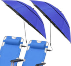 2 Pack 40.9'' Beach Chair Umbrella with 360° Adjustable Canopy & 270° Flexible Clamp, Double Canopy Sun Protection for Wheelchair, Patio, Golf Cart, Camping