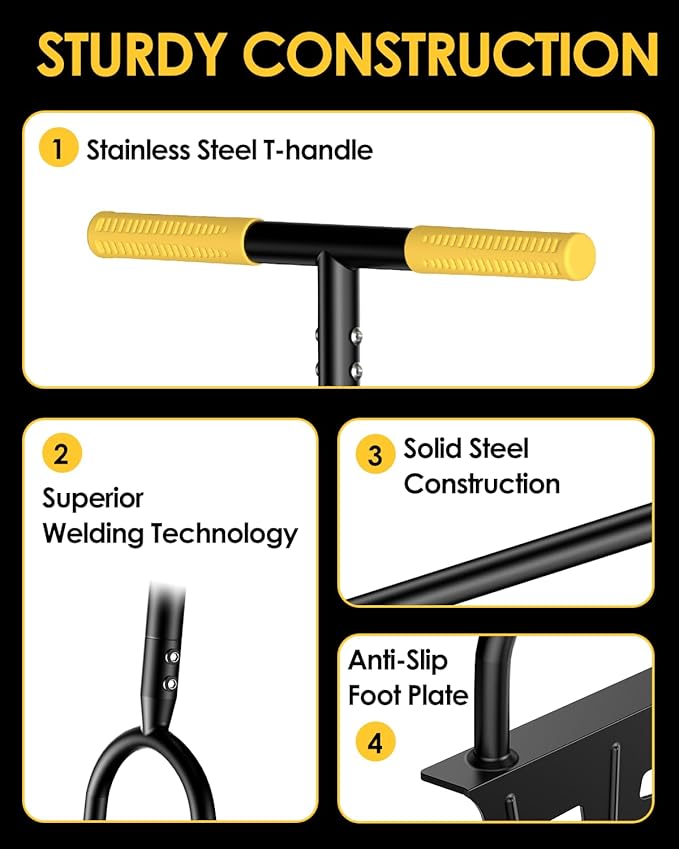Luvenia Manual Edger Lawn Tool, 42-Inch Solid Steel Lawn Edger with 30 Sharp Serrated Teeth, 9-Inch Wide Non-Slip Foot Plate，Half Moon Edgers for Sidewalk Driveway Flower Bed Edging, Rust-Proof