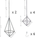 SZRUIZFZ Black Metal Air Plant Hanger, Tillandsia Air Plants Holders Unique, Modern Air Fern Display Stand with Chains for Home Wall Decor,Octahedron Himmeli Geometric Decor, Home Decor Gifts (6Pcs)