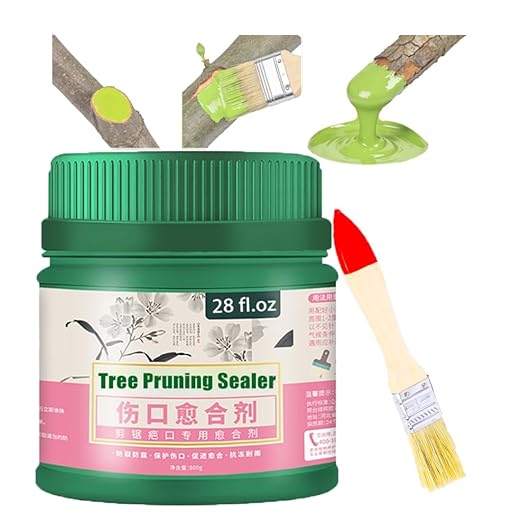 350g/800g Tree Wound Sealer & Pruning Sealer, Bonsai Cut Paste with Brush for Cut, Damaged Bark, Grafting, Ready to Use Seal for Shrub, Bonsai, Roses, Orchard, Horticulture Grade (800g/28fl.oz)