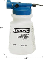 Chapin Made in USA G385, 32 Ounce, Insecticide Hose End Sprayer, Sprays 6 Gallons, Fan Spray Nozzle, Translucent White