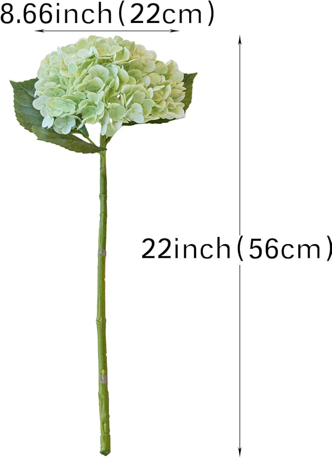DUYONE 4PCS Artificial Flowers Large Hydrangeas Flowers Latex Bouquet for Wedding Bridal Office Home Party Decoration (4Pcs Light Green)