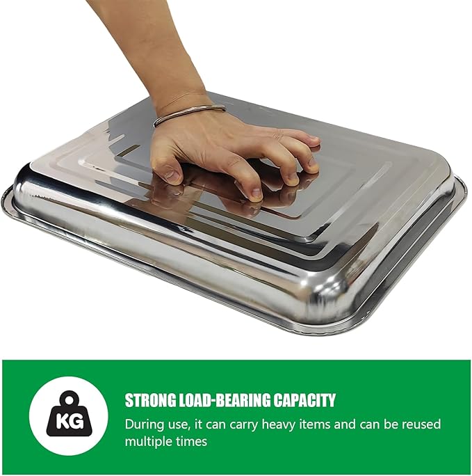 RooTrimmer Stainless Steel Plant Trays, 5 Pack Multi-Purpose Tray for Indoor Outdoor Plants, Seed Starting Tray for Potted Plants(11.6 inch×15.2 inch, 1.45" Height, 5-Pack)