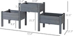 Outsunny Raised Garden Bed with 3 Planter Box, Elevated Wooden Plant Stand with Drainage Holes, for Vegetables, Herb and Flowers, Gray