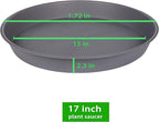4 Pack of 16 17 inch Plant Saucer (15 inch Base), 2.3" Depth, Heavy Duty Deep Plant Trays for Pots, Plastic Plant Saucers for Indoors, Bird Bath Bowls, Drip Trays for Planter (17", Cement)