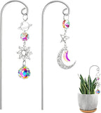 2Pcs Sliver Plant Stake Suncatcher Small Trellis for Mini Potted Plants Golden Plant Stake Sun Catchers Decoration for Garden Home Window Plants Decorations