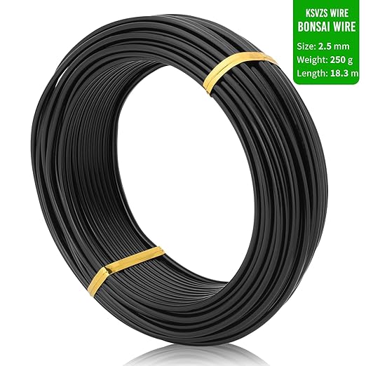 Black-2.5mm-Anodized Aluminum Bonsai Training Wire 250g/10gauge Large Roll,Many Size to Choose,KSVZS Bendable Metal Wire for Crafts,Sculpting,Armature and Daily Use,Necessities for Family