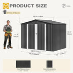 DWVO 7x5FT Outdoor Storage Shelter, Roomy Steel Tool Shed with Secure Entrances & Air Circulation for Patio, Lawn, and Backyard, Ideal for Storing Garden Gear, Lawn Tools, and Bikes, Brown