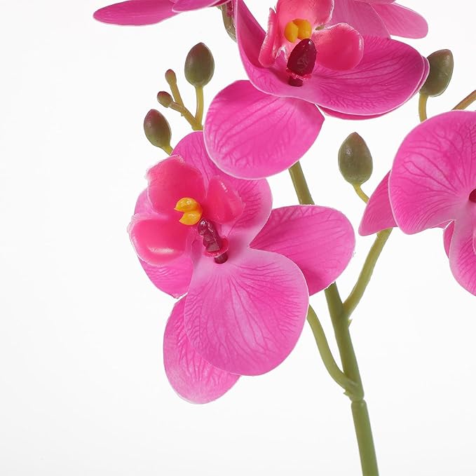 Artificial Phalaenopsis Orchid Bonsai 8 Purple Faux Flowers, Realistic Simulation Potted Plant for Home Indoor Decoration, Small Fake Orchid Arrangement for Living Room and Office