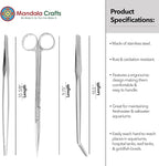 Mandala Crafts Stainless Steel Aquascaping Tools Kit – Aquarium Plant Tools with Tweezers and Scissors for Fish Tanks, Hospital Tanks, Goldfish Bowls, Aquariums, and Terrariums